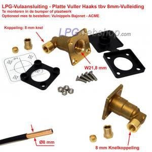 LPG-Vulaansluiting Platte Vuller Haaks 8mm Knel tbv LPG-Vulleiding