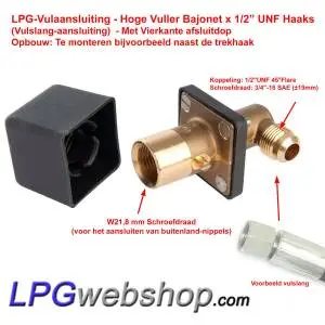 Bayonet LPG Filling Point Angular 90° 1/2"UNF (19 mm) with square plastic cover