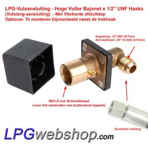 Conexão de enchimento de GLP Enchimento alto montado em superfície angular 1/2"UNF (19 mm)