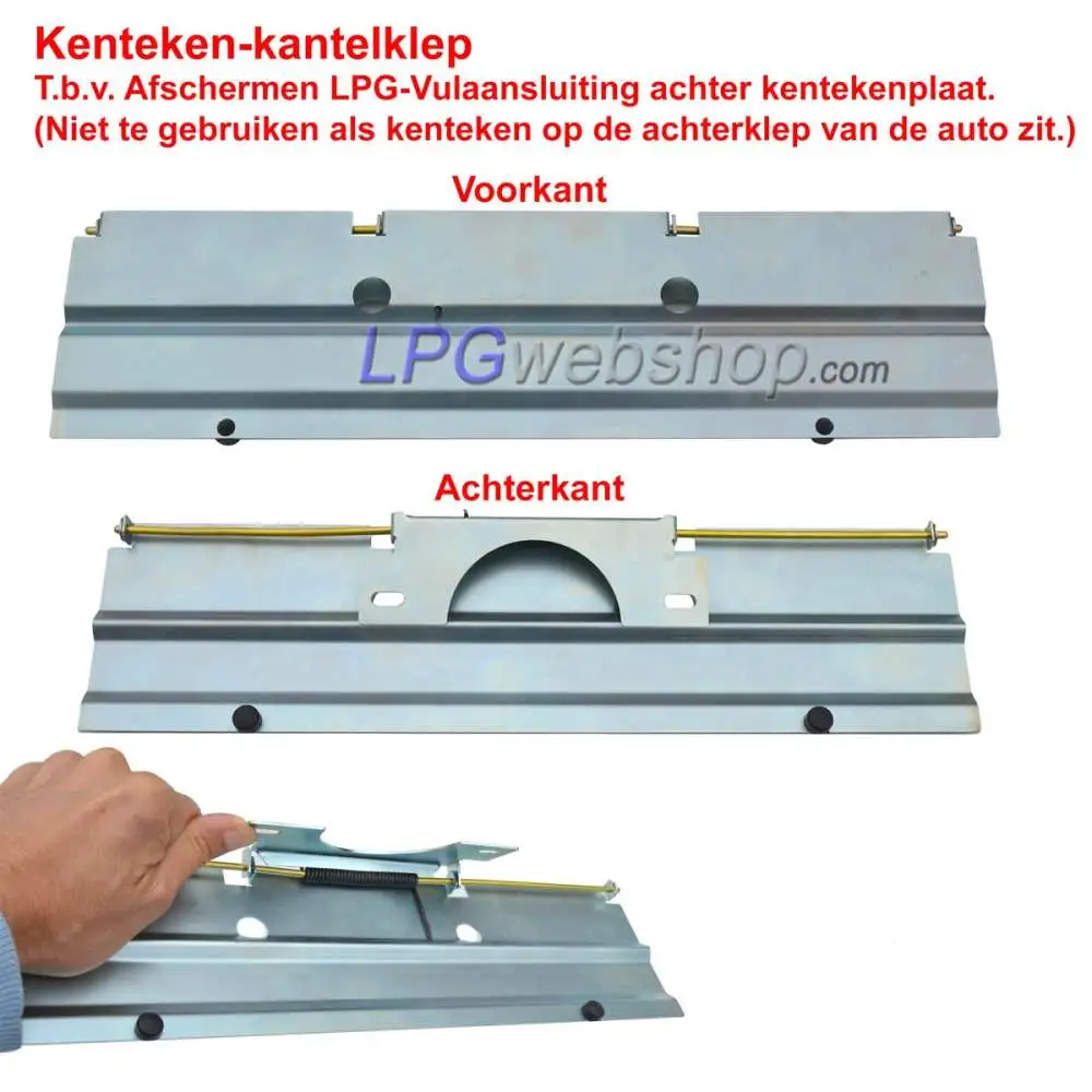 License plate tilting flap for shielding LPG filling point behind license plate License plate tilting flap for shielding LPG filling point behind license plate
