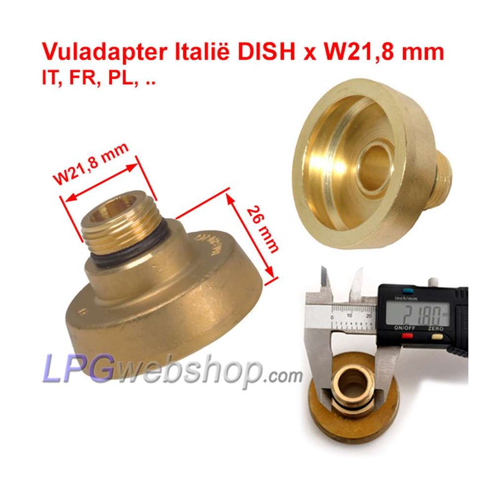 Adaptador de llenado de GLP - Boquilla Italia - DISH - Conexión W21.8 Adaptador de llenado de GLP - Boquilla Italia - DISH - Conexión W21.8