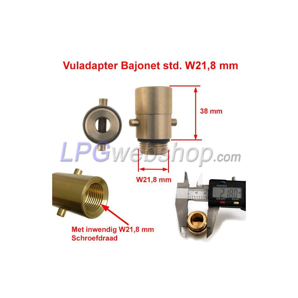 Adaptador de llenado de GLP - Bayoneta NL UK - Conexión W21,8 Adaptador de llenado de GLP - Bayoneta NL UK - Conexión W21,8
