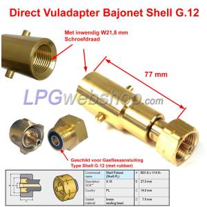 Adaptador de llenado de bombonas de gas GLP bayoneta - W21,8 interior