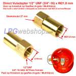 Adaptador de llenado directo W21.8 x 1/2" UNF - Conexión directa para deposito / Bombona de GLP