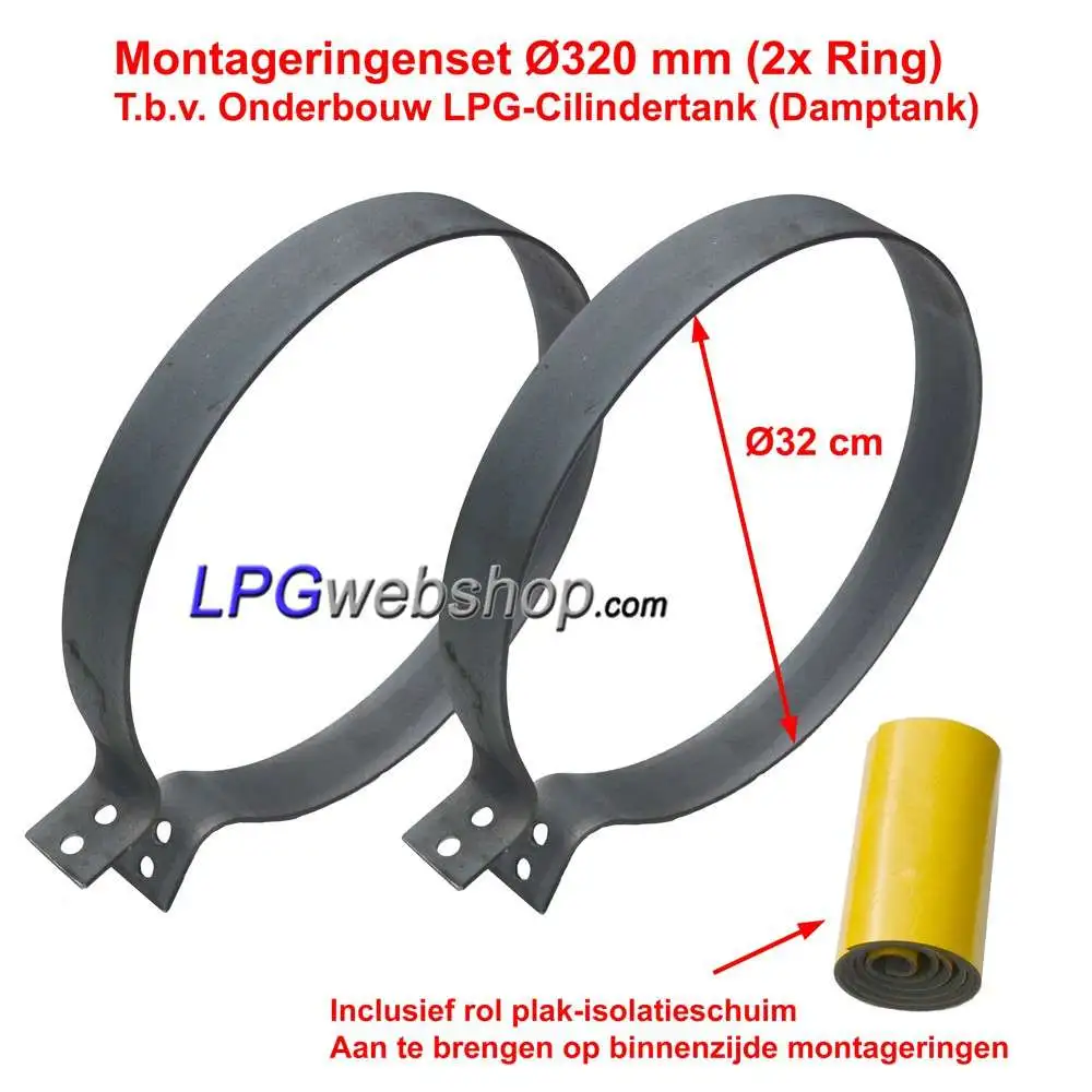 Tank Fixation Ring Set Ø320mm for Cylindrical LPG Tanks (2x Ring with Insulation) Tank Fixation Ring Set Ø320mm for Cylindrical LPG Tanks (2x Ring with Insulation)