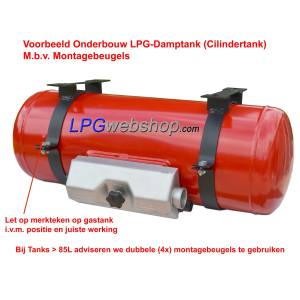1x Montagebeugel met voet tbv LPG-cilindertank Ø200mm (incl. beves. en plakrol)