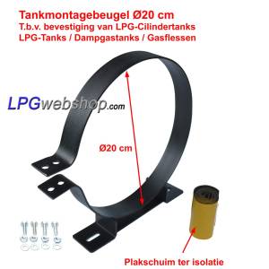 1x Fixation Bracket with Foot for LPG Cyl. Tank Ø200mm (incl. bolts & nuts and Isolation)