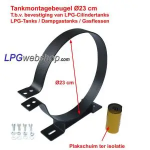 1x Fixation Bracket with Foot for LPG Cyl. Tank Ø230mm (incl. bolts & nuts and Isolation)