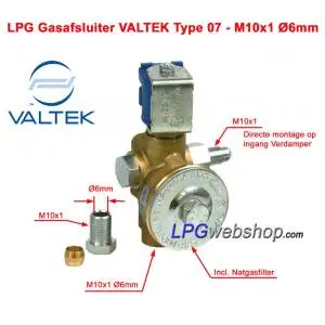 LPG Gas Shutt Off Valve Valtek Tipo 07 - 6mm / 8mm AMP Connector