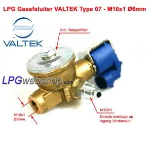LPG Gas Shutt Off Valve Valtek Tipo 07 - 6mm / 8mm AMP Connector