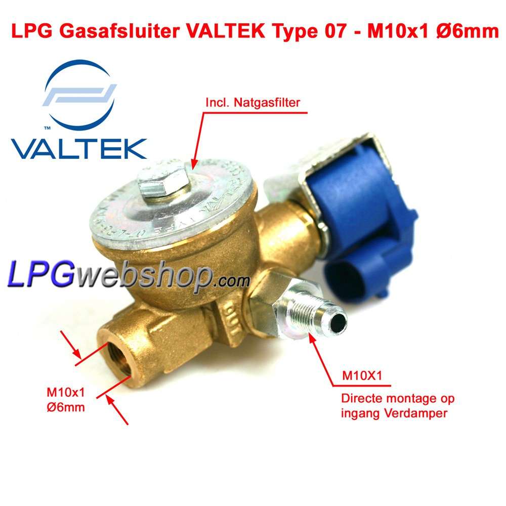 Válvula de gás GLP Valtek Tipo 07 M10 x 6mm / 8mm Conector AMP Válvula de gás GLP Valtek Tipo 07 M10 x 6mm / 8mm Conector AMP