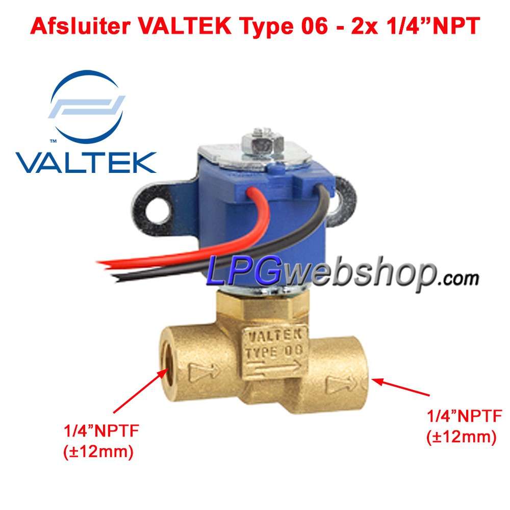 Válvula de cierre de gas LPG Valtek Tipo 06 - para tubería de 8 mm - sin filtro Válvula de cierre de gas LPG Valtek Tipo 06 - para tubería de 8 mm - sin filtro