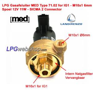 Vanne d'arrêt GPL MED 71.02 - 6mm - Pour réducteur Landi Renzo IG1