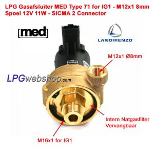 ElectroVálvula GLP tipo MED 71 - 8 mm - Para evaporador Landi Renzo IG1