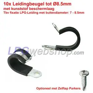 10x Pipe bracket up to Ø8.5mm with plastic protective layer for fixation of LPG pipe