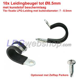 10x Support de tuyau jusqu'à Ø8,5 mm avec couche de protection en plastique pour la fixation du tuyau GPL