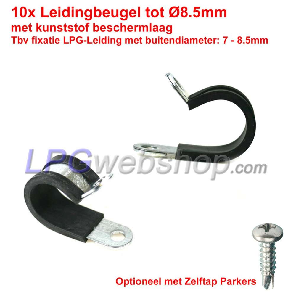 10x Soporte de tubería hasta Ø8,5mm con capa protectora de plástico para fijación de tubería de GLP 10x Soporte de tubería hasta Ø8,5mm con capa protectora de plástico para fijación de tubería de GLP
