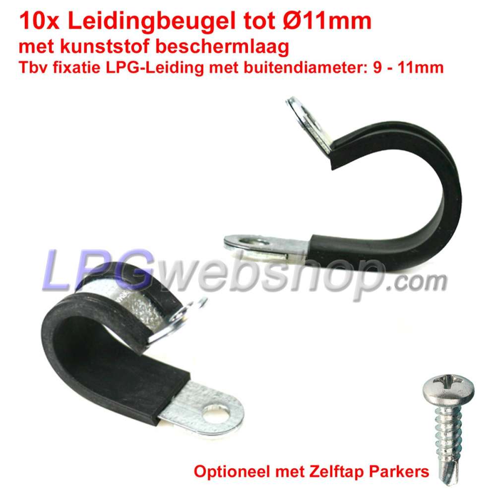 10x Soporte de tubería hasta Ø11mm con capa protectora de plástico para fijación de tubería de GLP 10x Soporte de tubería hasta Ø11mm con capa protectora de plástico para fijación de tubería de GLP