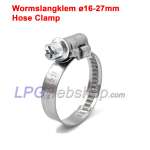 Hose Clamp Ø16-27mm - 9mm wide for closing off Gas hose