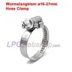 Hose Clamp Ø16-27mm - 9mm wide for closing off Gas hose