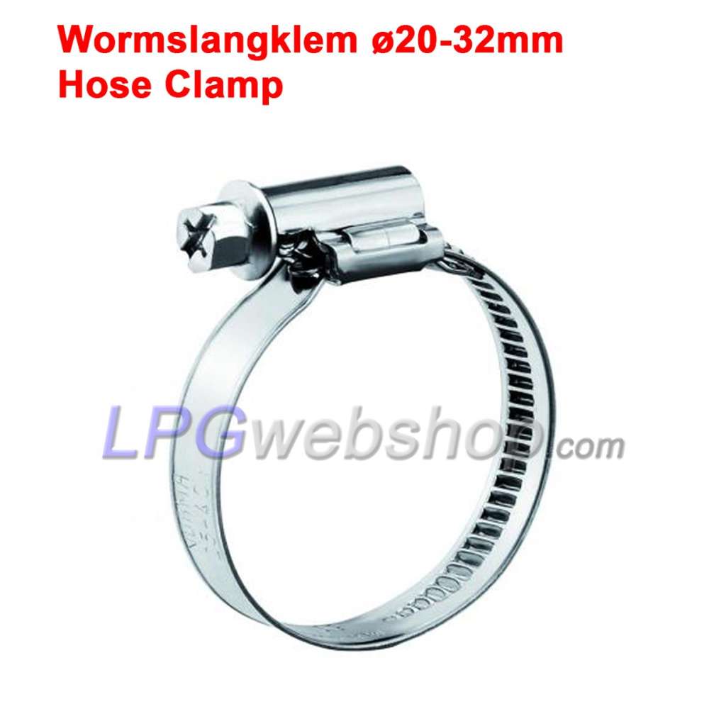 Hose Clamp Ø20-32mm - 9mm wide for closing off Gas hose connections Hose Clamp Ø20-32mm - 9mm wide for closing off Gas hose connections
