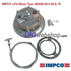 IMPCO LPG Mixer CA300AM-50-2 series 50&70 incl. Choke cable and Gaskets for V8