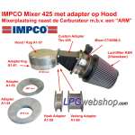 IMPCO LPG Engine Conversion Kit Model E Reducer + 425 Mixer with Arm next to carburettor