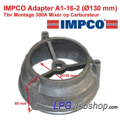 Adaptador IMPCO tipo A1-16-2 Ø130mm para misturador 300A montagem direta no carburador