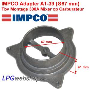 Adaptador IMPCO A1-39 Ø67mm para Misturador 300A Instalação Direta no Carburador
