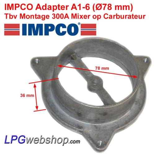 Adattatore IMPCO tipo A1-6 Ø78mm per miscelatore 300A montaggio diretto su carburatore
