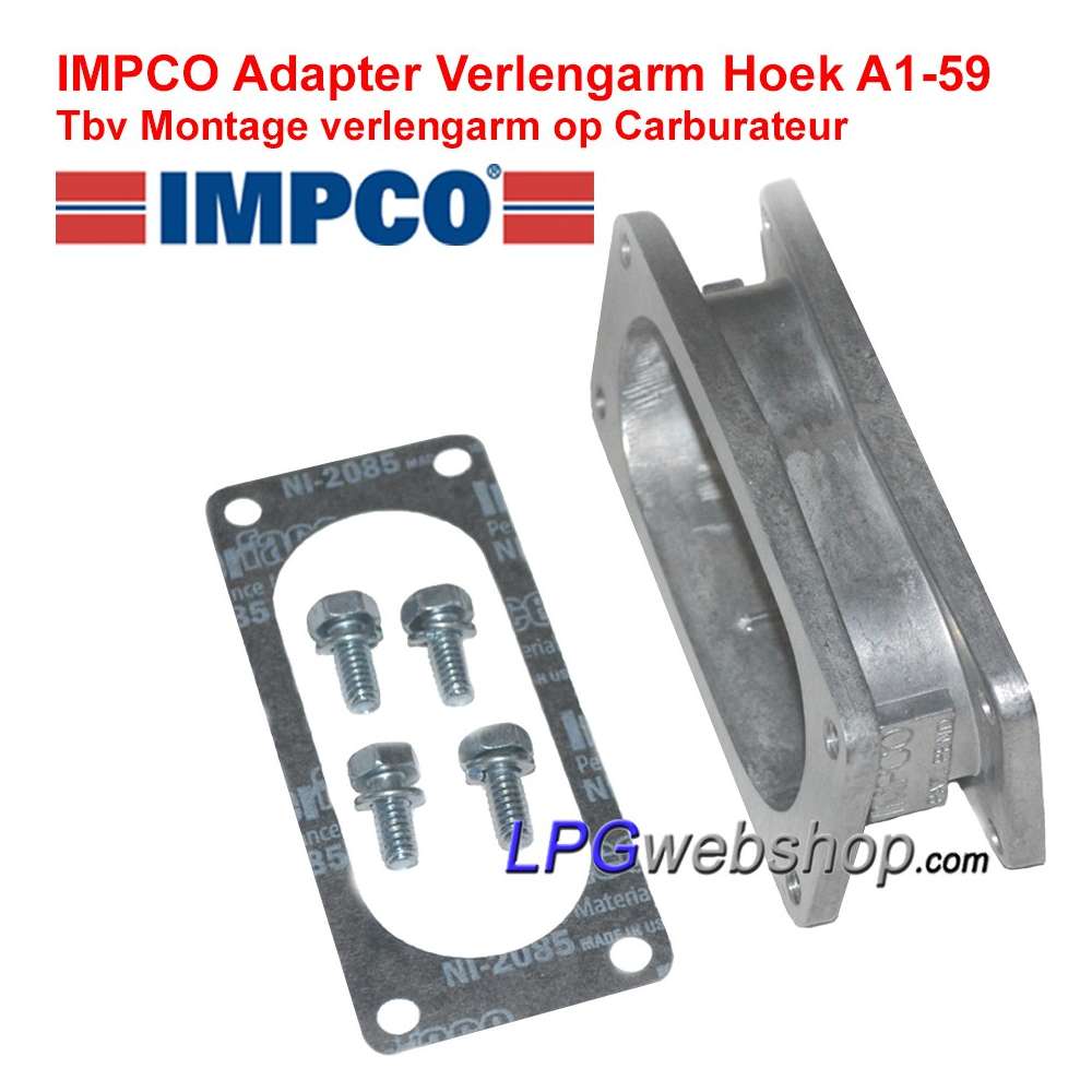 IMPCO Adapter Verlenging Schuin A1-59 + Pakking tbv verlengarm op carburateur IMPCO Adapter Verlenging Schuin A1-59 + Pakking tbv verlengarm op carburateur