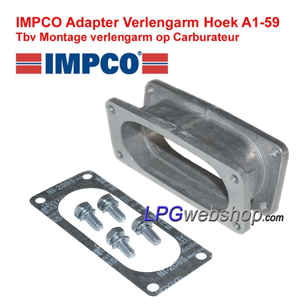 IMPCO Adapter Verlenging Schuin A1-59 + Pakking tbv verlengarm op carburateur IMPCO Adapter Verlenging Schuin A1-59 + Pakking tbv verlengarm op carburateur