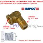 Raccordo Angolato 1/4" NPT-Maschio x 1/4" NPT-Femmina per, tra gli altri, valvola gas IMPCO e Valtek tipo 06