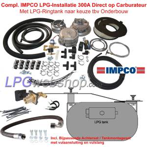 Kit completo de GLP IMPCO con 300 A de conexión directa al carburador + tanque toroidal de GLP suspendido