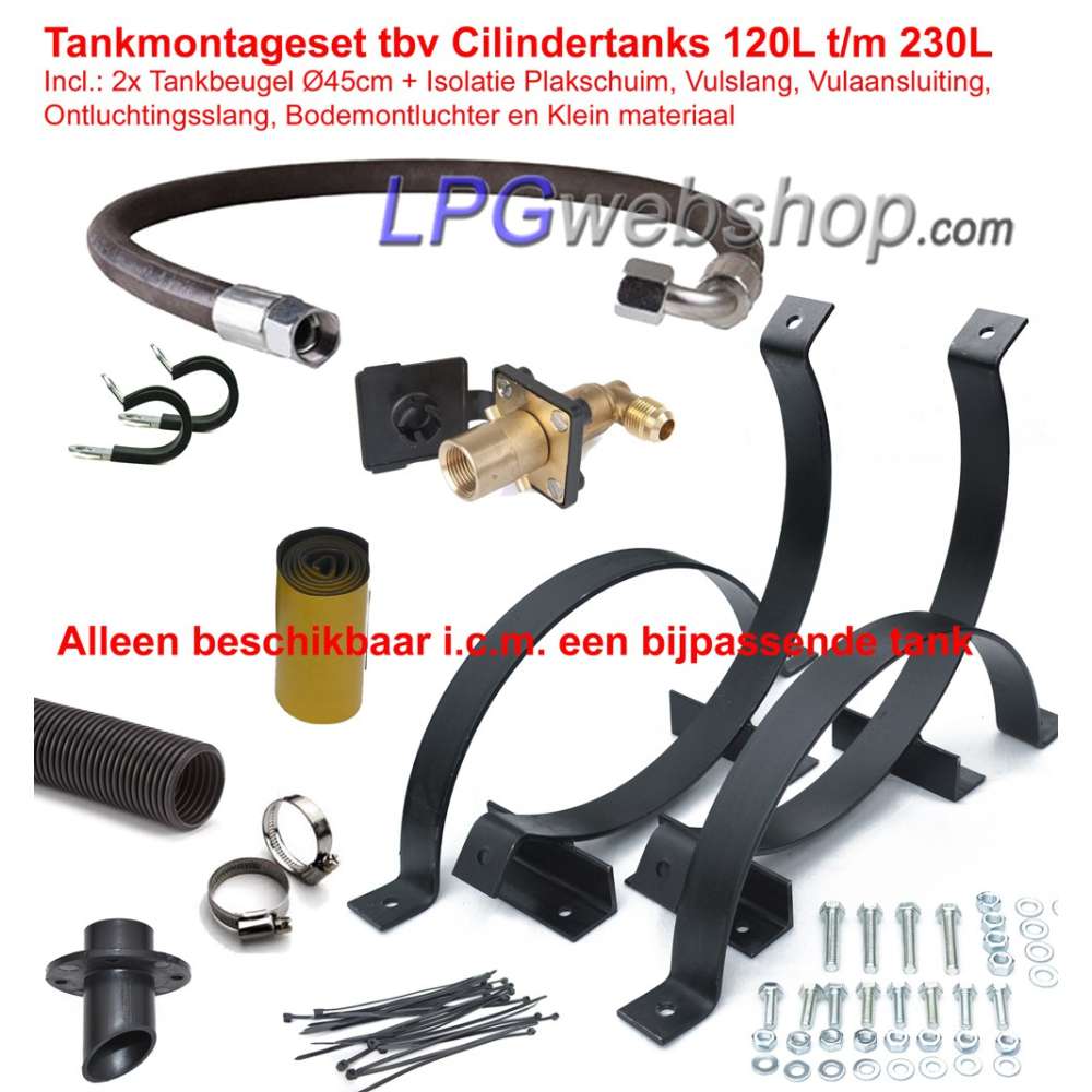 Kit completo de GLP IMPCO con 300 A de alimentación directa al carburador y cilindro. Tanque de GLP de 230 L (Ø450 mm x 1571 mm) Kit completo de GLP IMPCO con 300 A de alimentación directa al carburador y cilindro. Tanque de GLP de 230 L (Ø450 mm x 1571 mm)