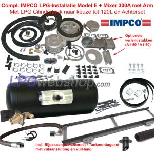 Compl. IMPCO LPG Kit 300A on Arm + Cyl. LPG Tank until 120L