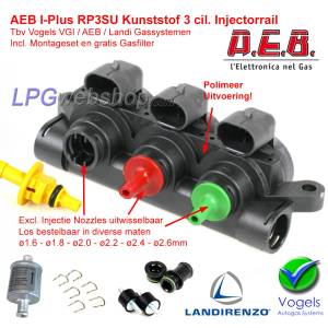 AEB LPG Injector Rail 3 cil. INJ RP3SU Polymer I-PLUS - VGI / LANDI + Mounting Kit