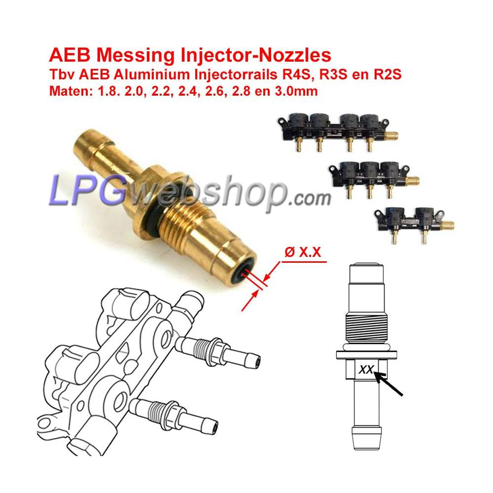AEB-Einspritzdüse Messing (1,8 – 2,0 – 2,2 – 2,4 – 2,6 – 2,8 – 3,0 mm) AEB-Einspritzdüse Messing (1,8 – 2,0 – 2,2 – 2,4 – 2,6 – 2,8 – 3,0 mm)