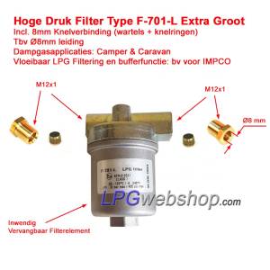 LPG-Filter F-701-SL Hochdruck inkl. 8-mm-Kupplungen – große Kapazität