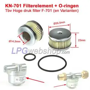 Filterelement + O-ringen voor LPG Filter Type F-701 en F-701-B