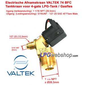 Electrical extraction Valve VALTEK 74 BFC 5/16" UNF for 4 hole tank