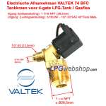 Vanne d'extraction électrique VALTEK 74 BFC 5/16" UNF pour cuve 4 trous