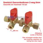 Schnellschließendes Gasverteilerventil, 2-Wege-Klemmverschraubung Ø8 mm (Dampfgas-Absperrventil)