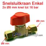 Single Quick Gas Valve 2x Ø8mm compression Coupling (Propane Shut Off Valve)