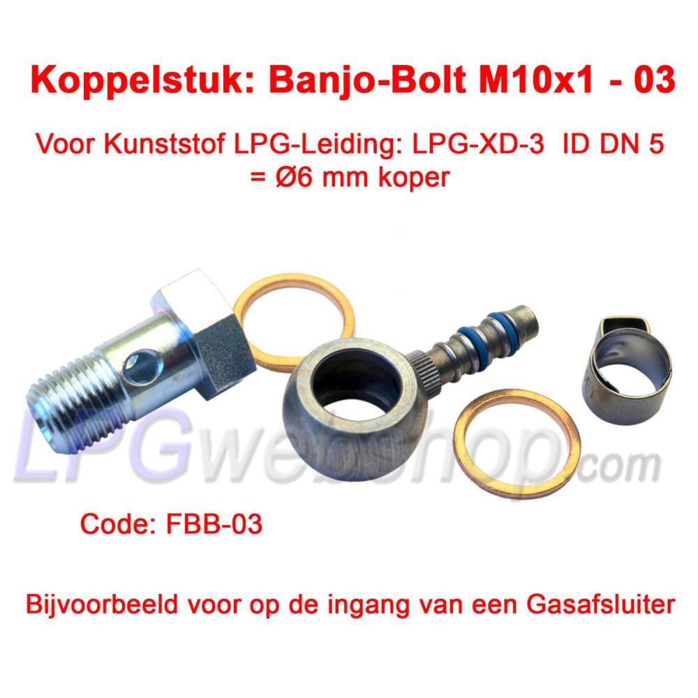 Koppelstuk LPG-FIT Banjo-Bolt M10x1 FBB-03 para arte artístico Leiding LPG-XD-3 (6mm) Koppelstuk LPG-FIT Banjo-Bolt M10x1 FBB-03 para arte artístico Leiding LPG-XD-3 (6mm)