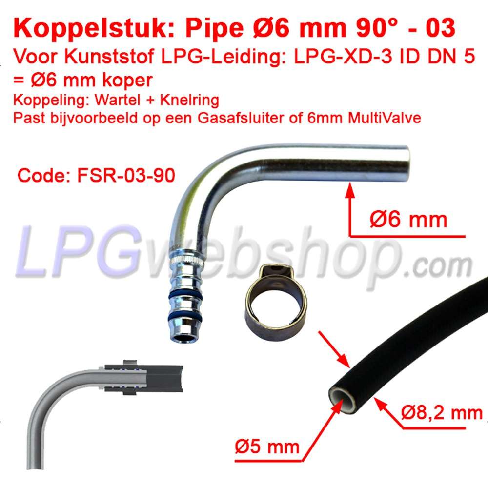 Acoplamiento LPG-FIT Tubería Ø6 mm 90° FSR-03-90 para Tubería de Plástico LPG-XD-3 (6mm) Acoplamiento LPG-FIT Tubería Ø6 mm 90° FSR-03-90 para Tubería de Plástico LPG-XD-3 (6mm)