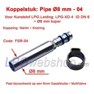 Coupling piece LPG-FIT Pipe Ø8 mm FSR-04 for Plastic Pipe LPG-XD-4 (8mm)