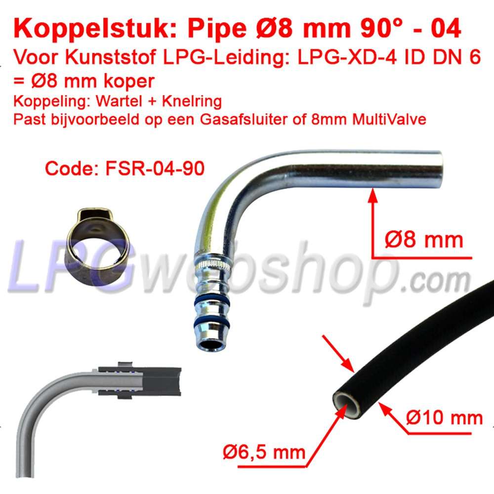 Pieza de acoplamiento LPG-FIT Tubería Ø8 mm 90° FSR-04-90 para Tubería de Plástico LPG-XD-4 (8mm) Pieza de acoplamiento LPG-FIT Tubería Ø8 mm 90° FSR-04-90 para Tubería de Plástico LPG-XD-4 (8mm)