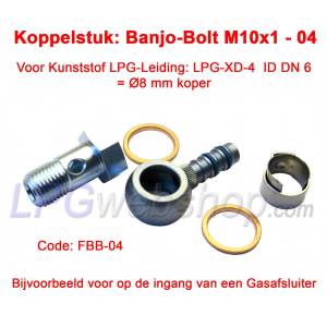 Raccord LPG-FIT Banjo-Bolt M10x1 FBB-C-04 pour tuyau en plastique LPG-XD-4 (8 mm)