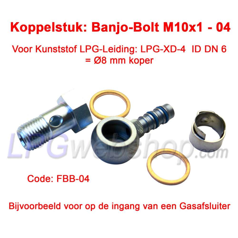 Raccord LPG-FIT Banjo-Bolt M10x1 FBB-C-04 pour tuyau en plastique LPG-XD-4 (8 mm) Raccord LPG-FIT Banjo-Bolt M10x1 FBB-C-04 pour tuyau en plastique LPG-XD-4 (8 mm)